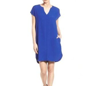 Madewell Blue Du Jour Tunic Shift Dress Size Medium Viscose Electric Blue Pocket